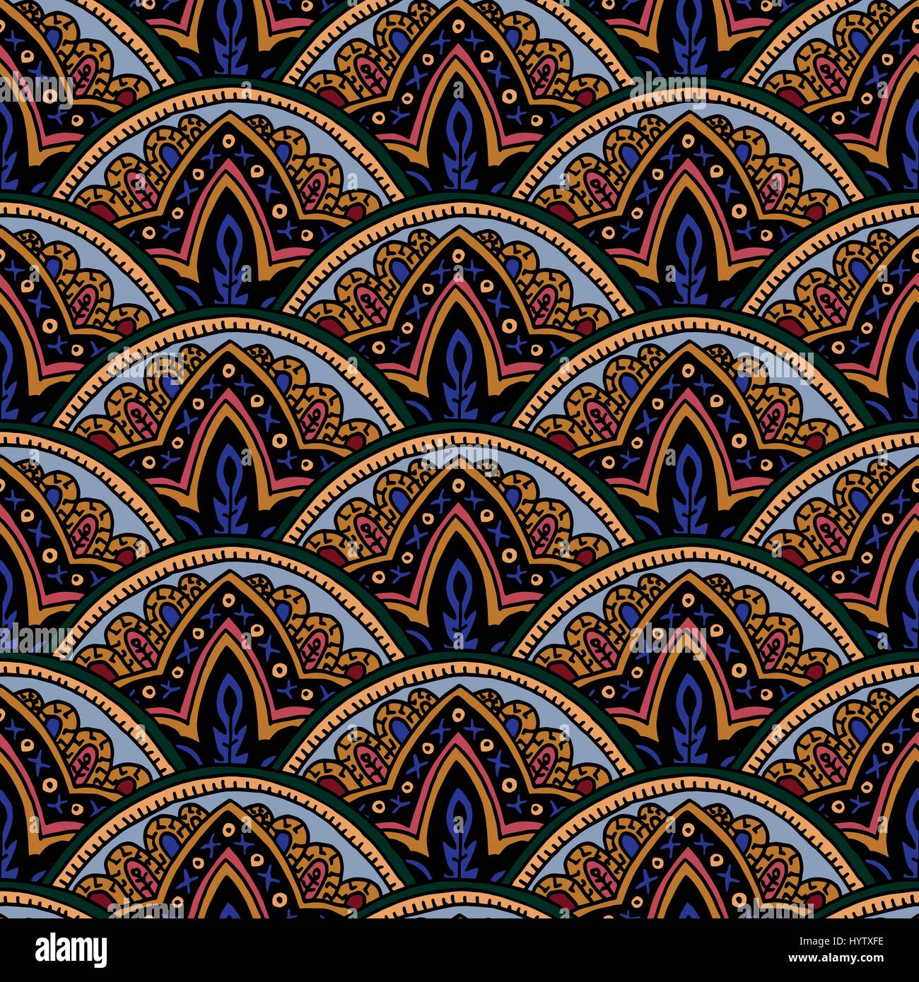 Abstrakte nahtlose Paisleymuster. Traditionelle orientalische geometrische Ornament. Skalierte Textur Hintergrund. Textil-Design. Stock Vektor