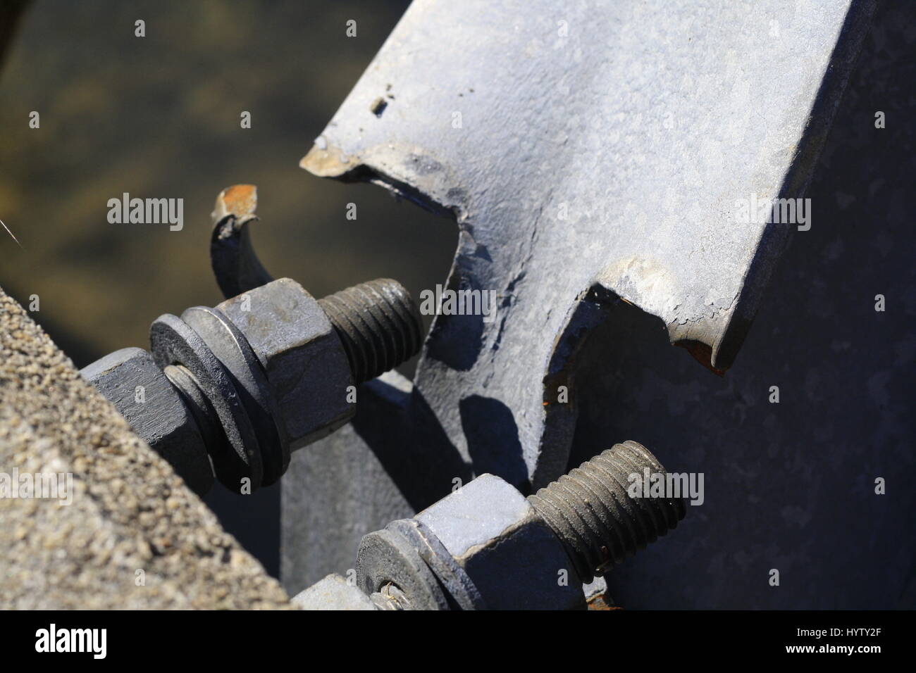 Post-Katrina - zerstörten guiderail Stockfoto