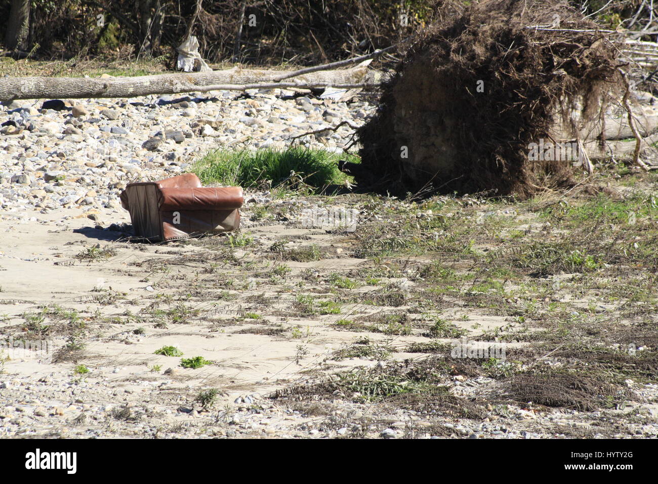 Post-Katrina - Couch Ansicht der umstürzenden Baum Stockfoto
