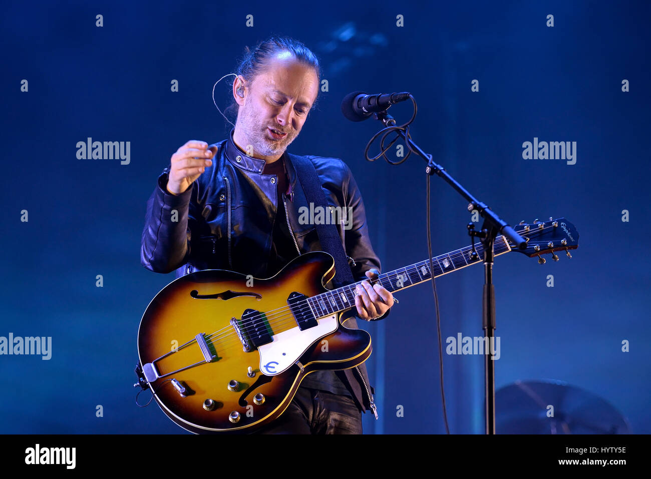 BARCELONA - 3 JUN: Radiohead (Band) führen im Konzert beim Festival Primavera Sound 2016 am 3. Juni 2016 in Barcelona, Spanien. Stockfoto