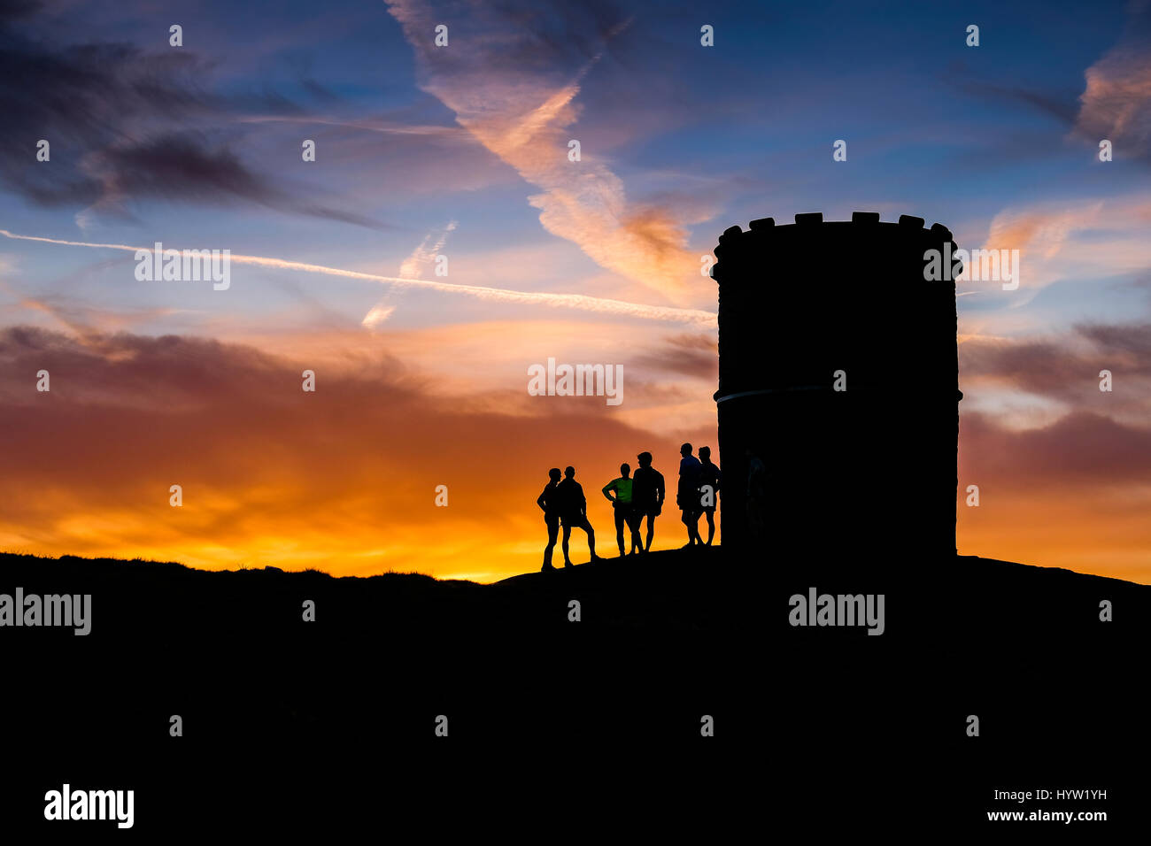 Sonnenuntergang am Salomos Turm, Buxton Stockfoto