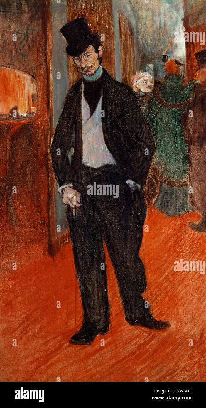 Henri De Toulouse-Lautrec (1864-1901). Porträt der Arzt Gabriel Tapie de Celeyran (1869-1930) in einem Theater-Korridor, 1894. Öl auf Leinwand. Musee Toulouse-Lautrec. Frankreich. Stockfoto