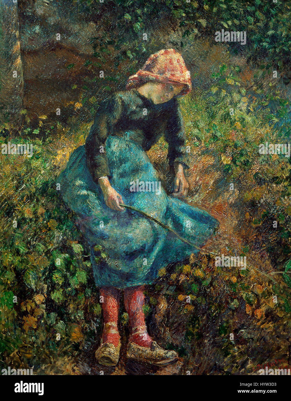 Camille Pissarro (1830-1930). Die Schäferin (junges Bauernmädchen mit Stock), 1881. Musée d ' Orsay. Paris. Frankreich. Stockfoto
