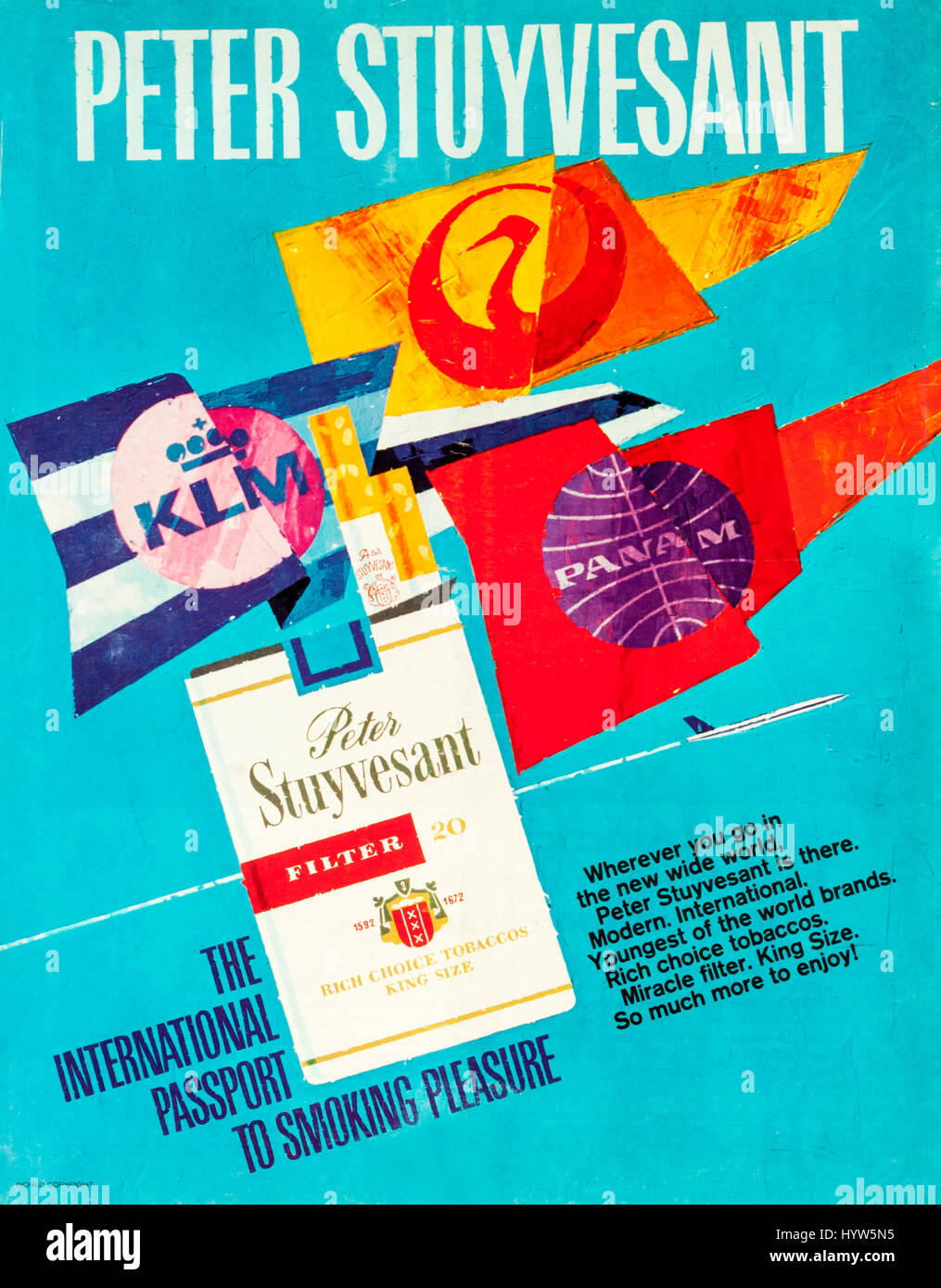 1970er Jahre Magazin Werbung Werbung Peter Stuyvesant Zigaretten. Stockfoto