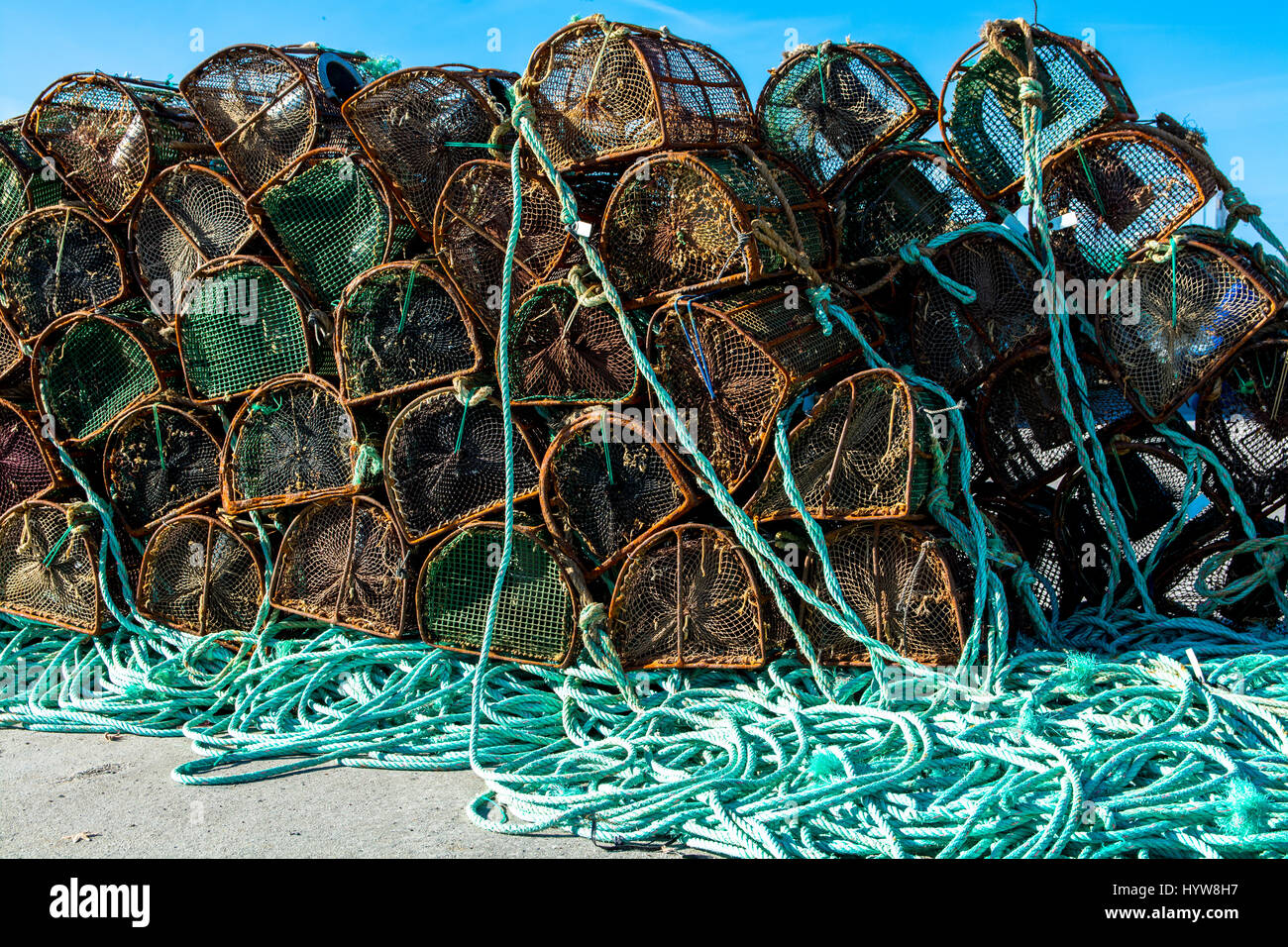 Fischerei fallen auf Docklands gespeichert Stockfoto