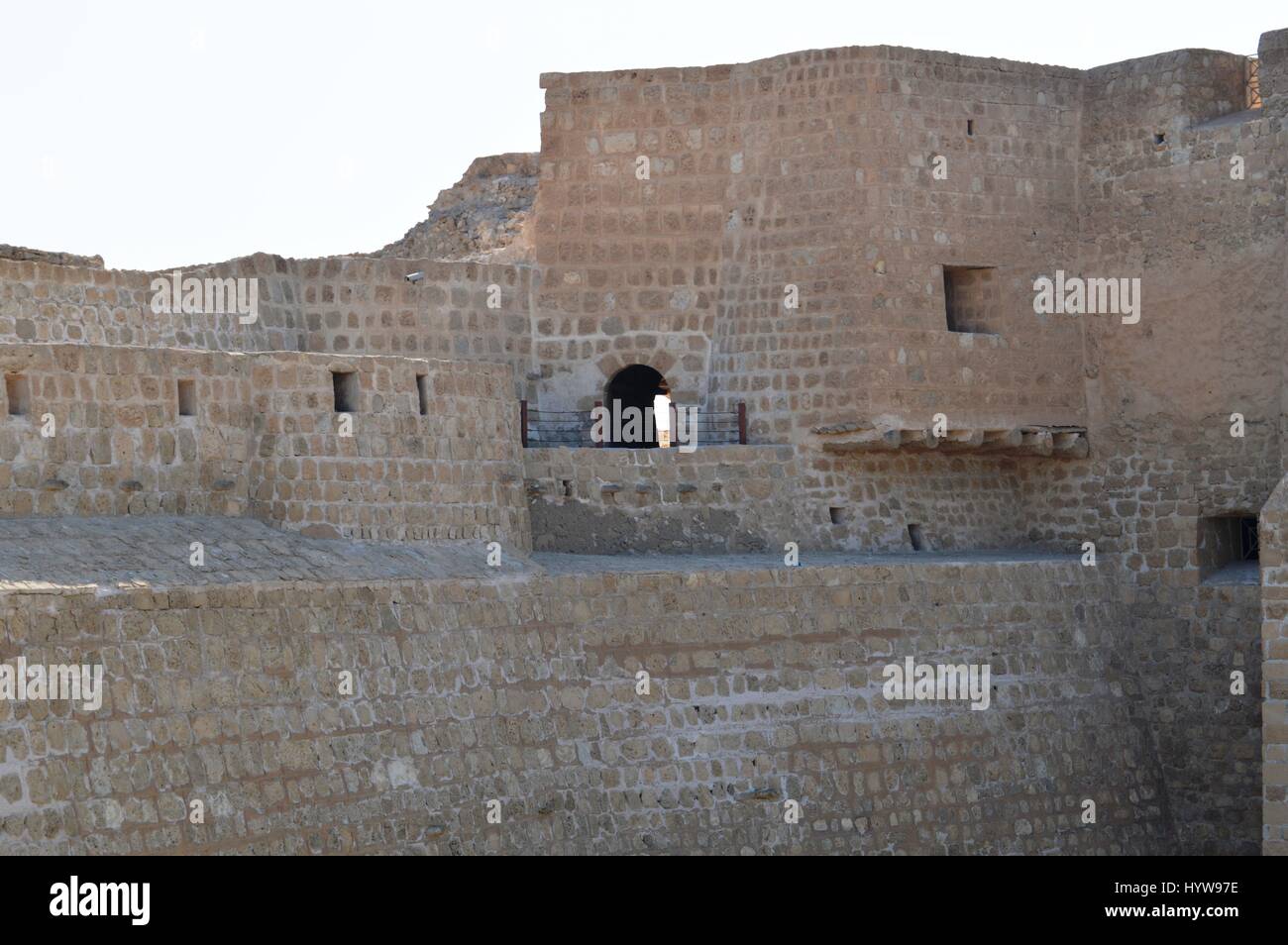 Äußere Struktur Fotos von Bahrain Fort (Qalat al-Bahrain) bei Al Qalah, Bahrain, im Nahen Osten. Stockfoto
