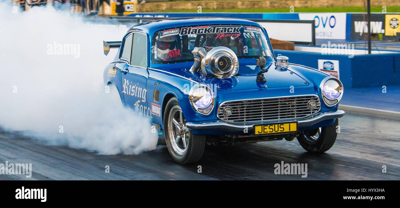 Sydney, Australien 7. April 2017: Sydney Jamboree Drag Racing Event - im Bild ist die Qualifikationsrunden der Sitzung. -Die Veranstaltung statt findet am Sydney Dragway über die 7. & 8. April. Bildnachweis: Mjmediabox / Alamy Live News Stockfoto