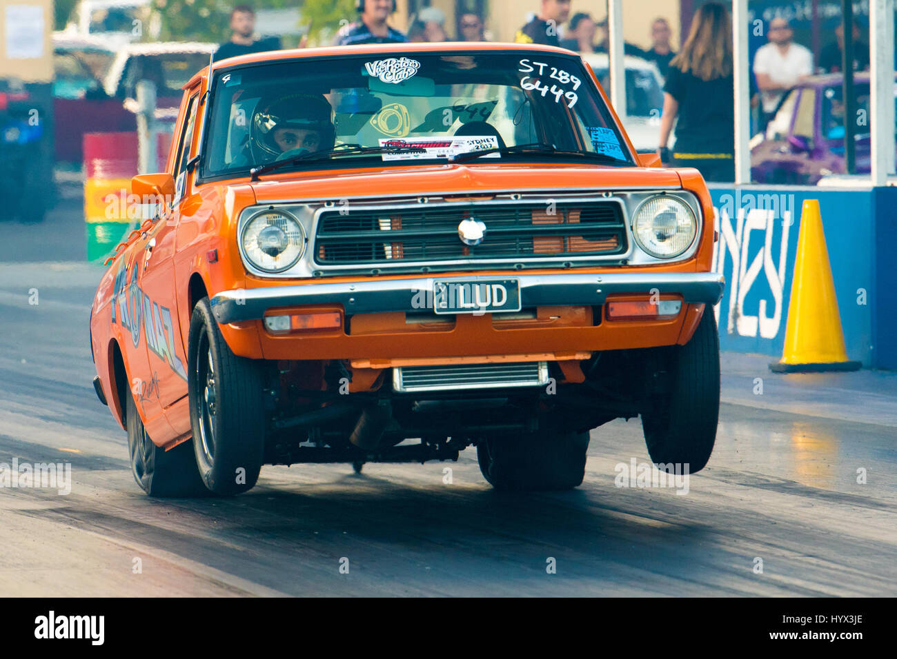 Sydney, Australien 7. April 2017: Sydney Jamboree Drag Racing Event - im Bild ist die Qualifikationsrunden der Sitzung. -Die Veranstaltung statt findet am Sydney Dragway über die 7. & 8. April. Bildnachweis: Mjmediabox / Alamy Live News Stockfoto