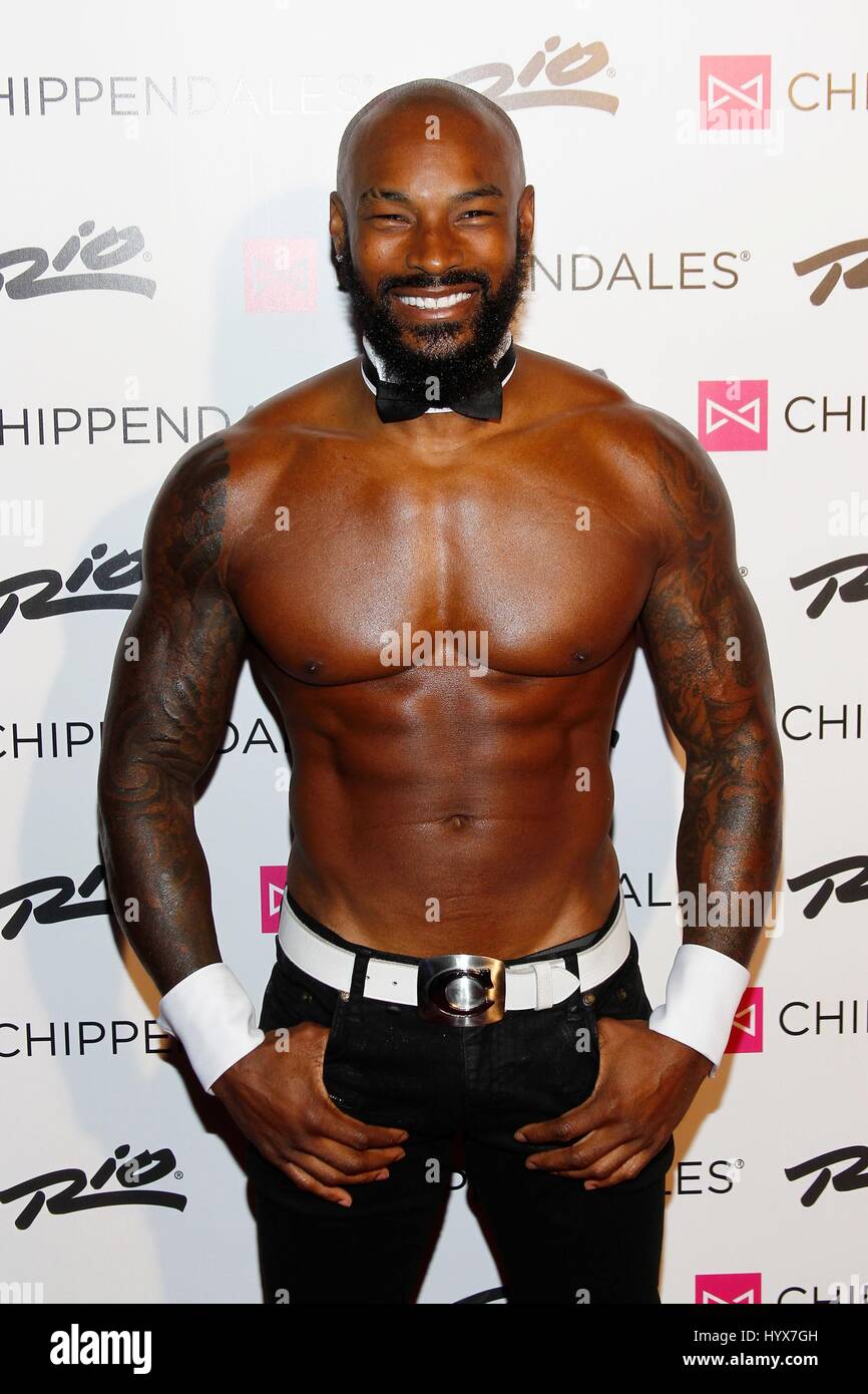 Las Vegas, NV, USA. 7. April 2017. Tyson Beckford im Ankunftsbereich für Chippendales begrüßt wieder Tyson Beckford, Rio All-Suite Hotel and Casino, Las Vegas, NV 7. April 2017. Bildnachweis: JA/Everett Collection/Alamy Live-Nachrichten Stockfoto