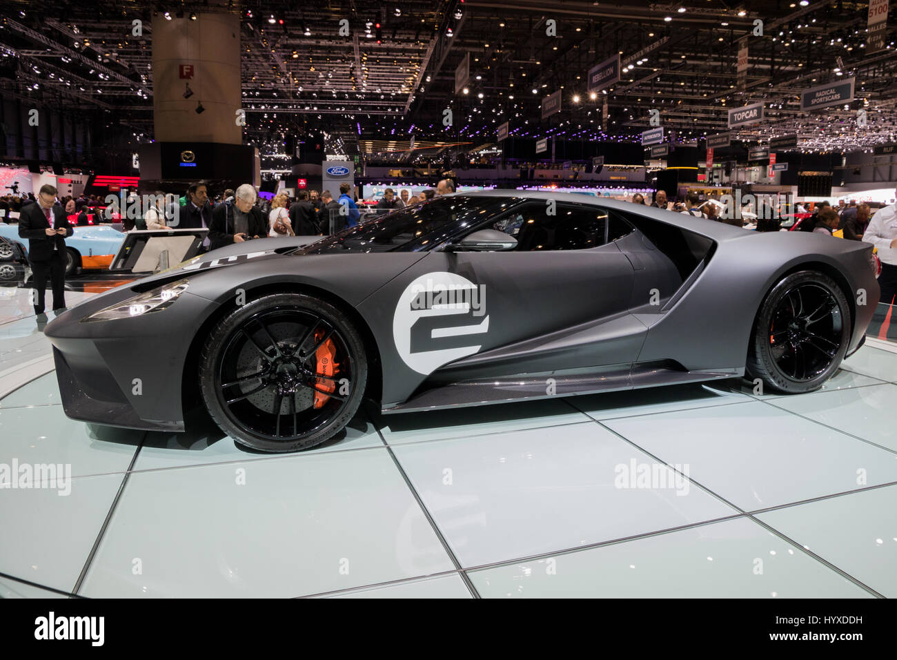 Genf, Schweiz - 7. März 2017: Ford GT 66 Heritage Edition Sportwagen auf der 87. Genfer Autosalon vorgestellt. Stockfoto