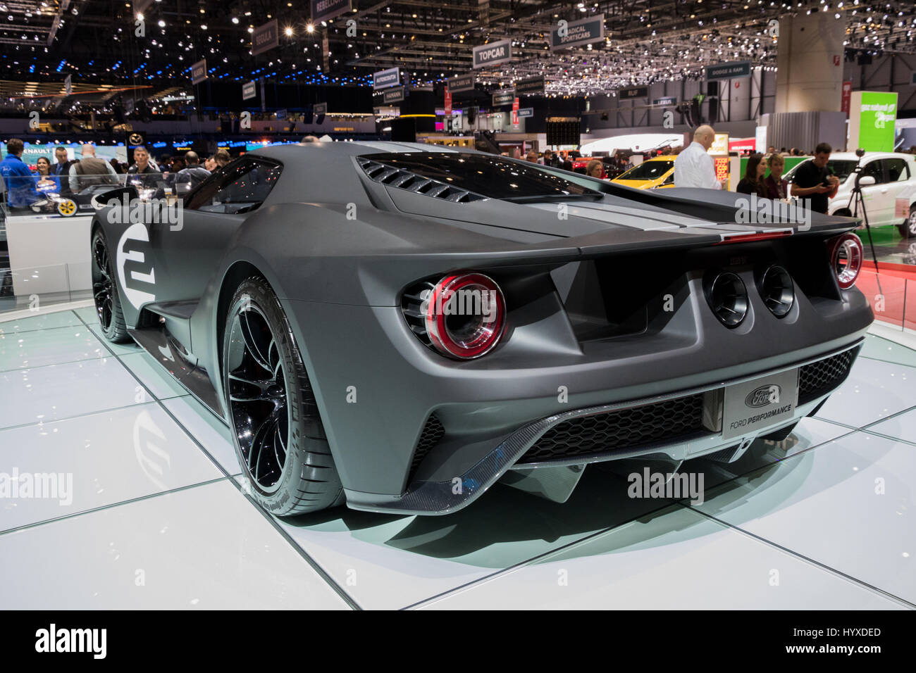 Genf, Schweiz - 7. März 2017: Ford GT 66 Heritage Edition Sportwagen auf der 87. Genfer Autosalon vorgestellt. Stockfoto