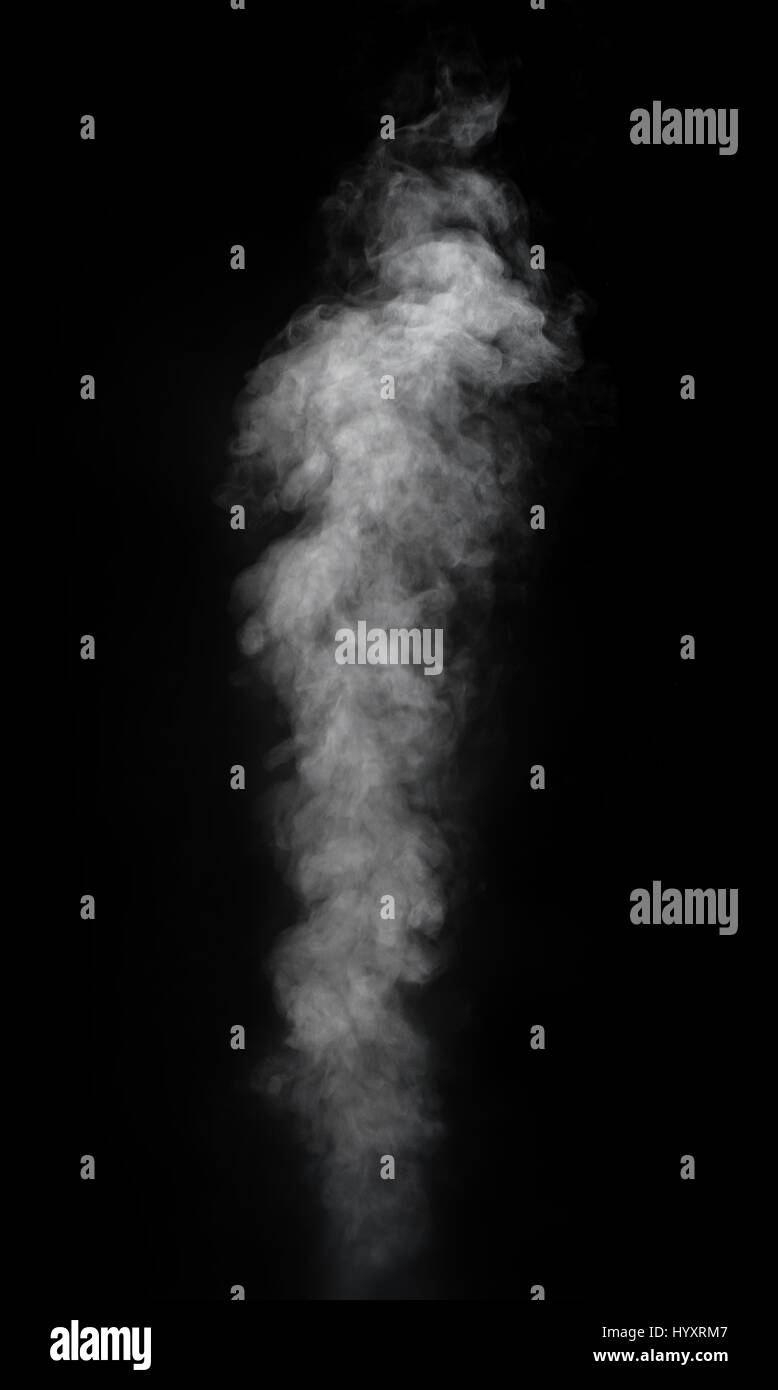 Weißer Rauch auf schwarzem Hintergrund Stockfoto