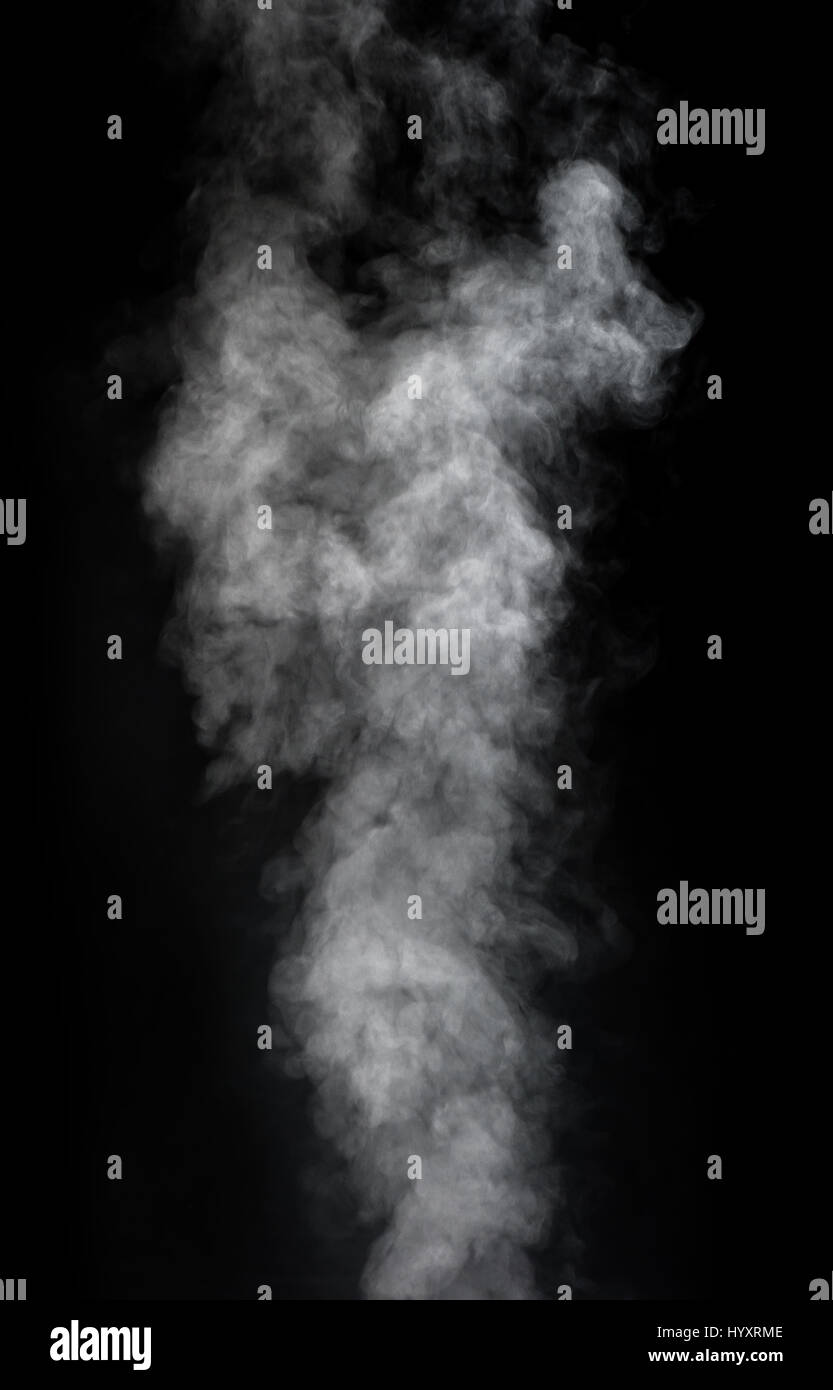 Weißer Rauch auf schwarzem Hintergrund Stockfoto