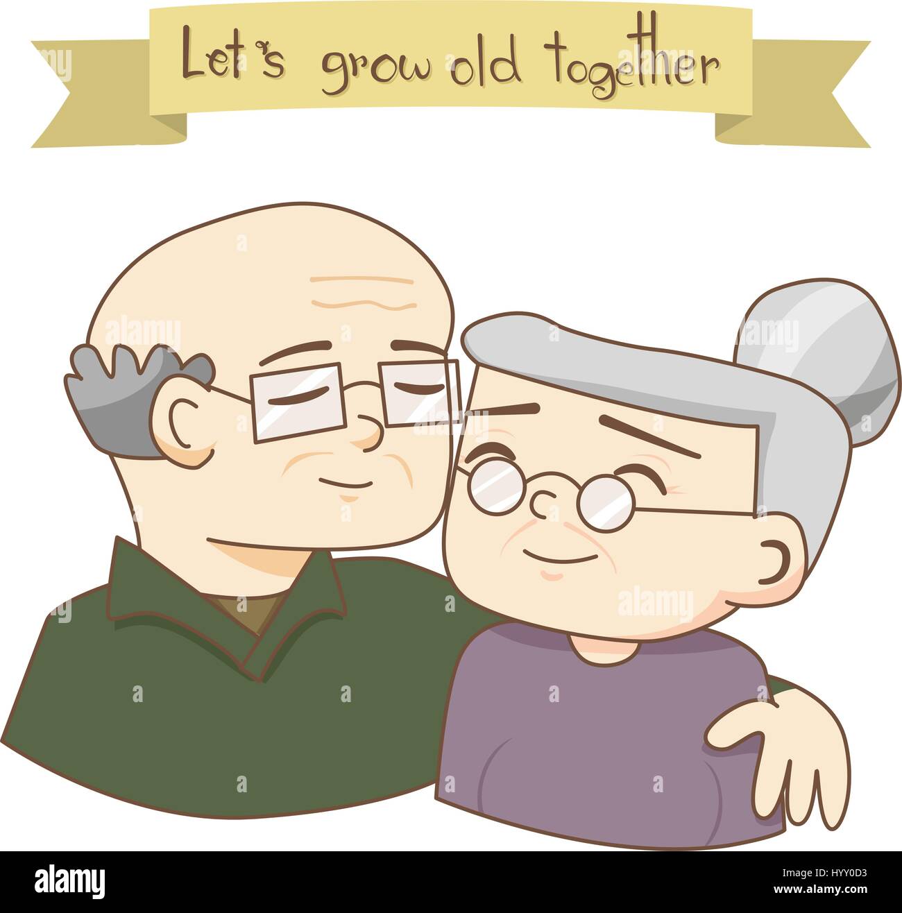 Frohen Tag der Großeltern. Vektor-Illustration. Alte Paare Liebe. Stock Vektor