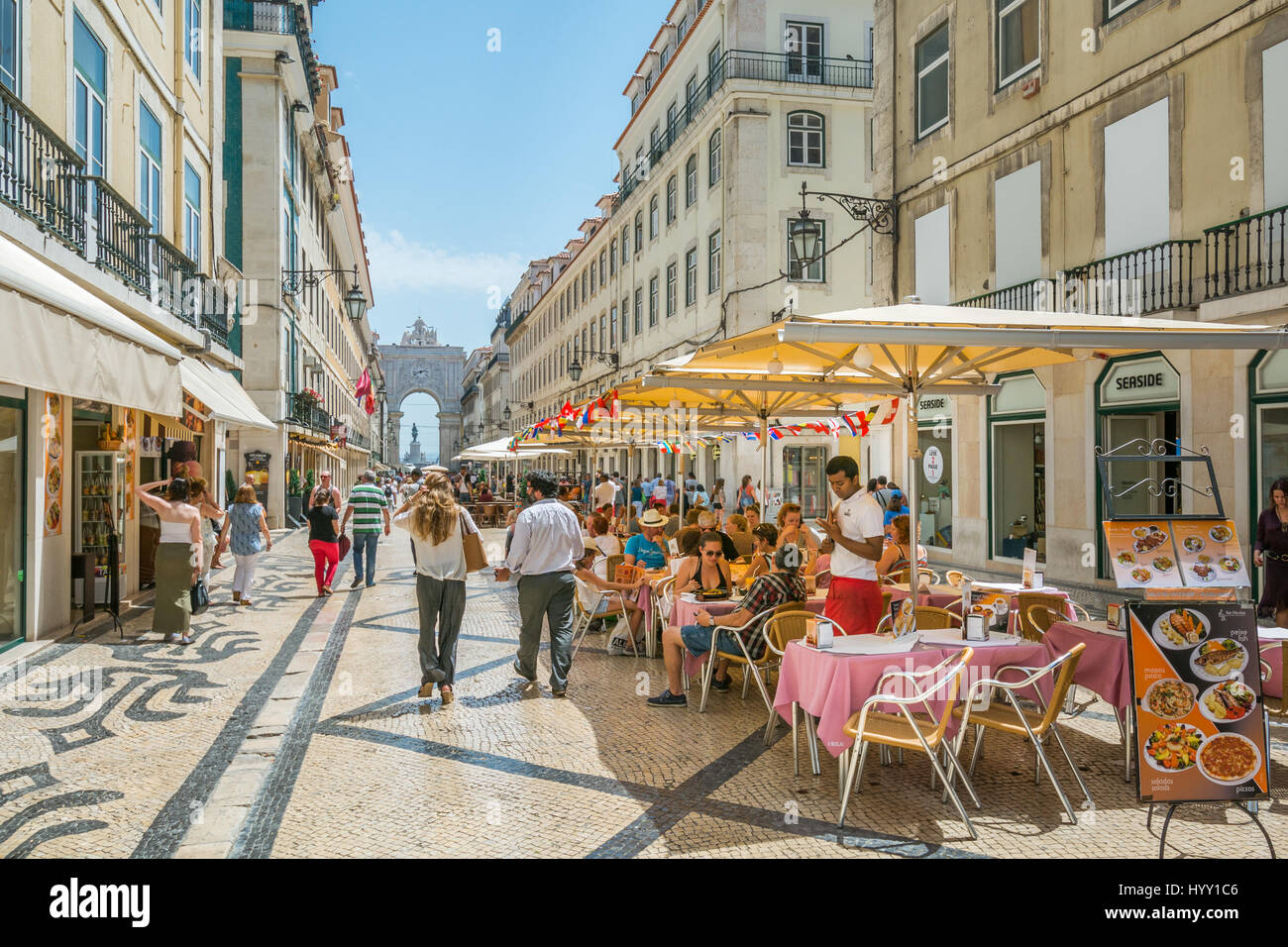 Rua Augusta am Nachmittag, Lissabon, Portugal, Juni-28-2016 Stockfoto