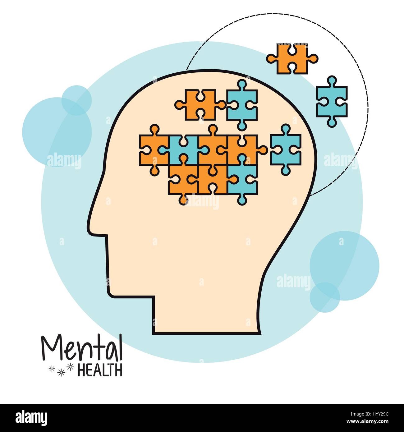 psychische Gesundheit Gehirn Puzzlebild Stock Vektor