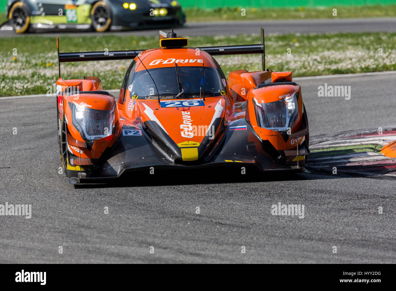 Monza, Italien - 1. April 2017: Oreca 07 - Gibson von G-Drive Racing Team, angetrieben von R. Rusinov und s. Thiriet und J. Martin während der FIA World Endura Stockfoto