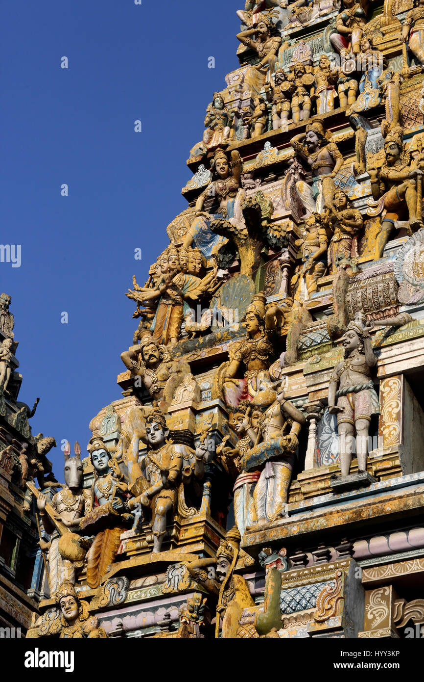Pettah Colombo SriLanka neue Kathiresan Kovil Tempel, War Gott Murugan Nahaufnahme von Hindu-Götter geweiht Stockfoto