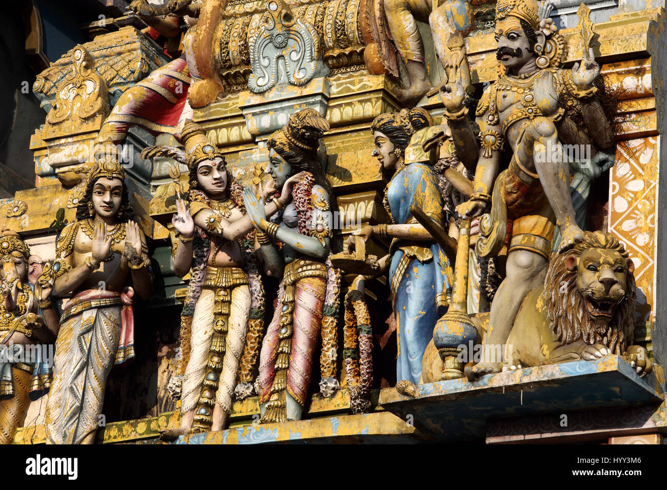 Pettah Colombo SriLanka neue Kathiresan Kovil Tempel, War Gott Murugan Nahaufnahme von Hindu-Götter geweiht Stockfoto