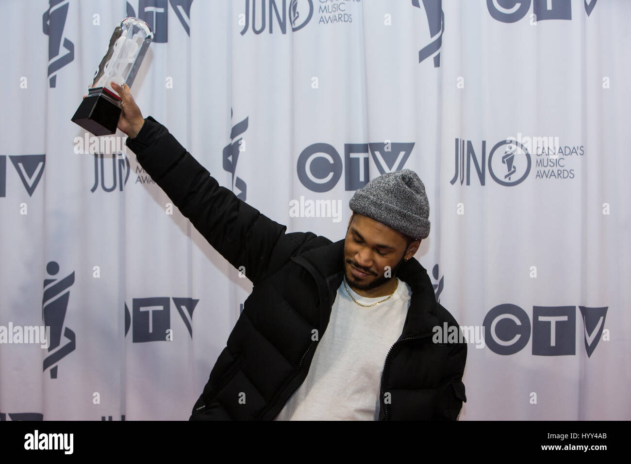 Kaytranada stellt mit dem Juno-Award für elektronische Album des Jahres "99,9 %" Stockfoto