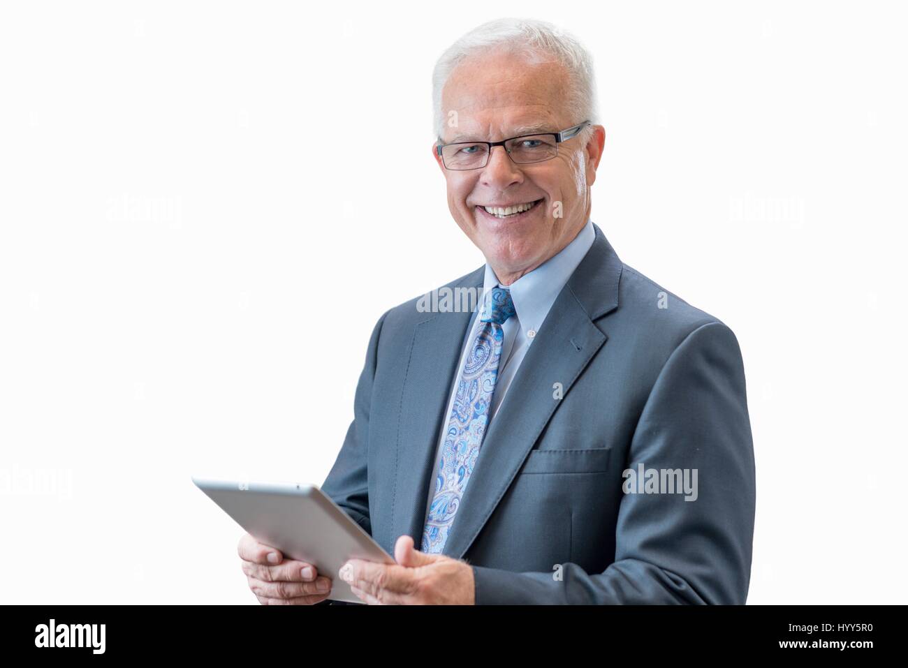 Ältere Mann mit digital-Tablette. Stockfoto