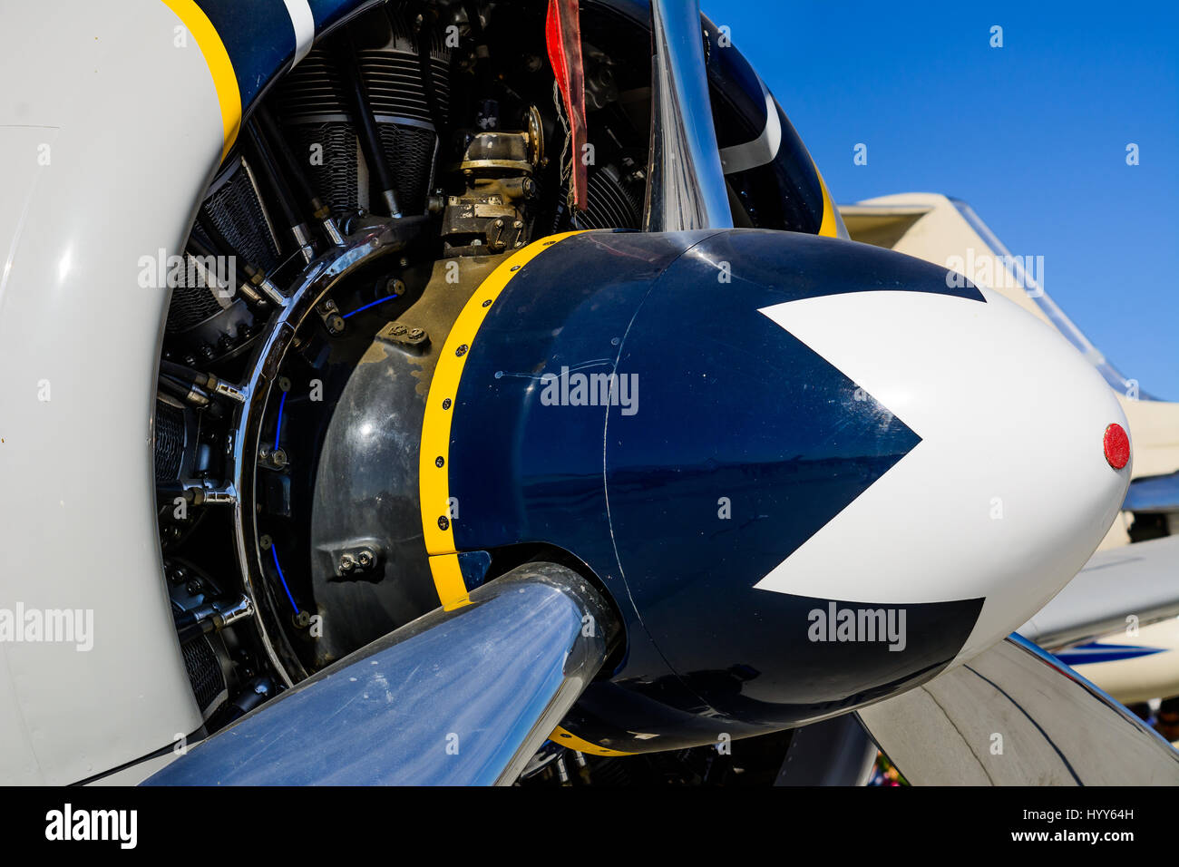Historisches Flugzeug auf dem Display an der Jacqueline Cochran Airshow in thermische, CA Stockfoto