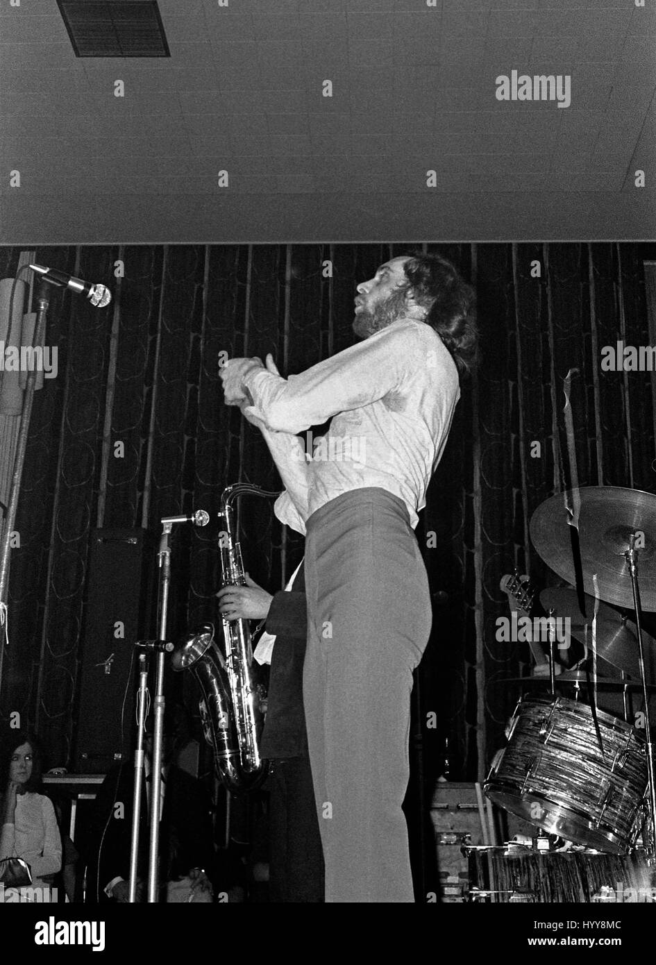 Roger Chapman führt mit UK-Rock-Band Familie auf Bristol University Rag Ball in Anson Räumen bei der Schüler Union am 7. März 1969 Stockfoto