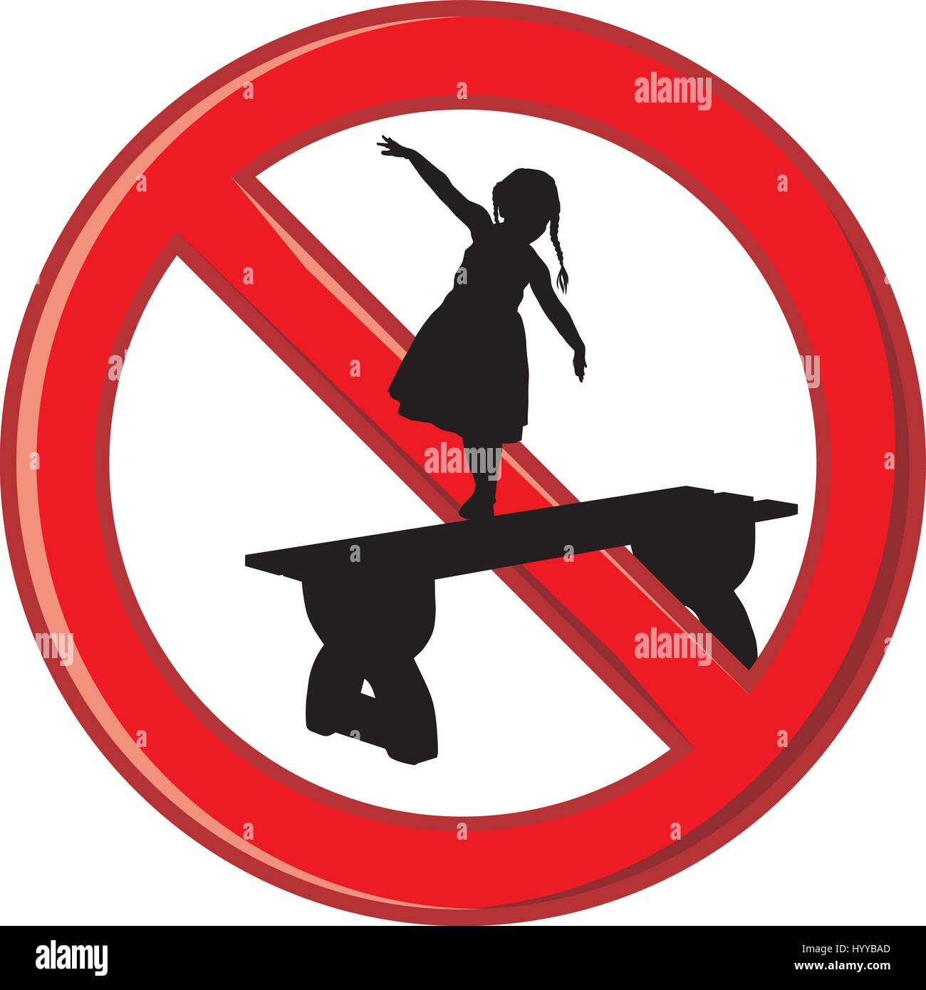 Symbols Verbot zu Fuß auf den Bänken, Vektor-Illustration auf weißem ...