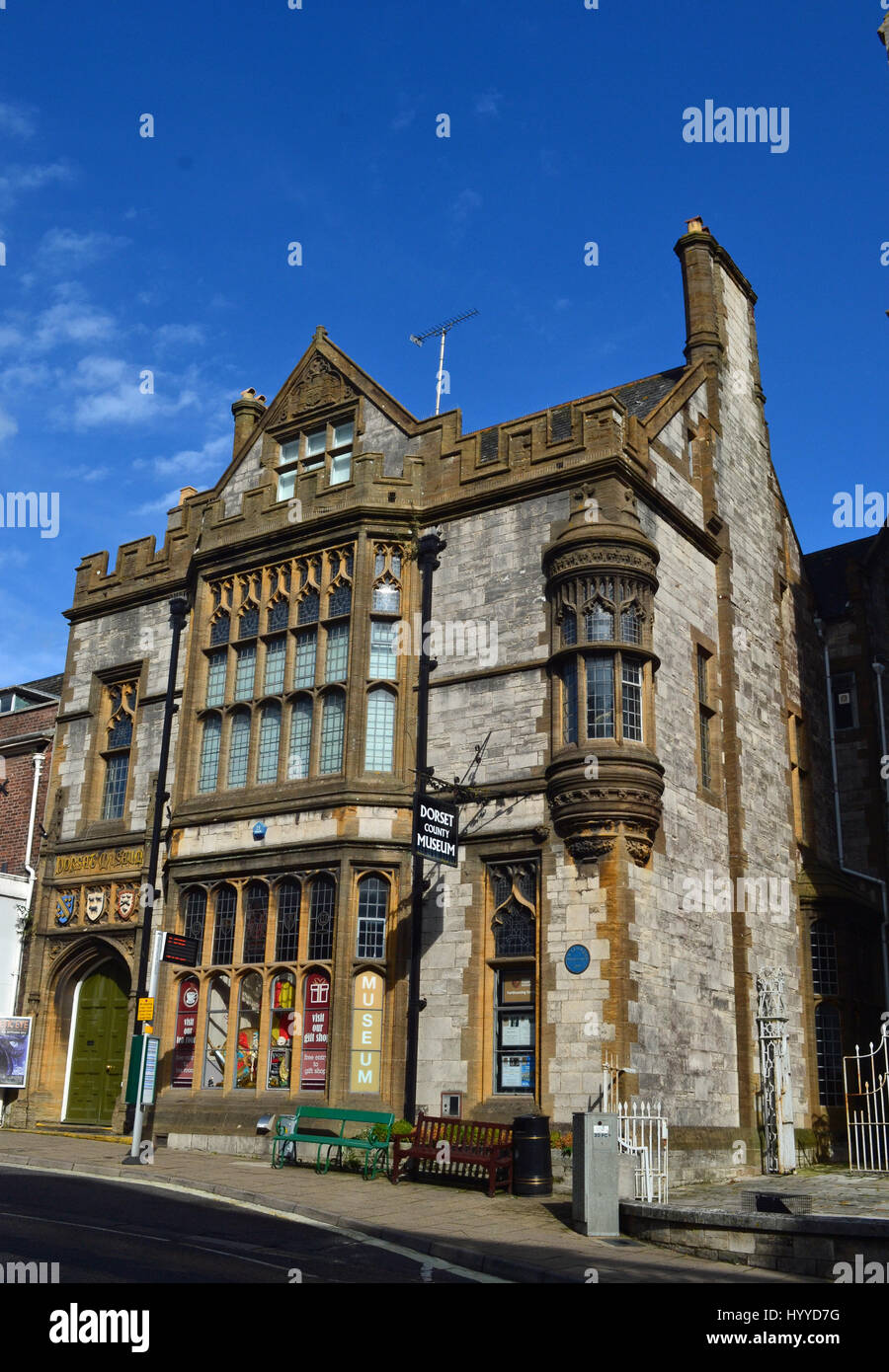 Dorset Museum, High West Street, Dorchester, England, Großbritannien. Es wird von der Dorset Natural History and Archaeological Society betreut. Stockfoto