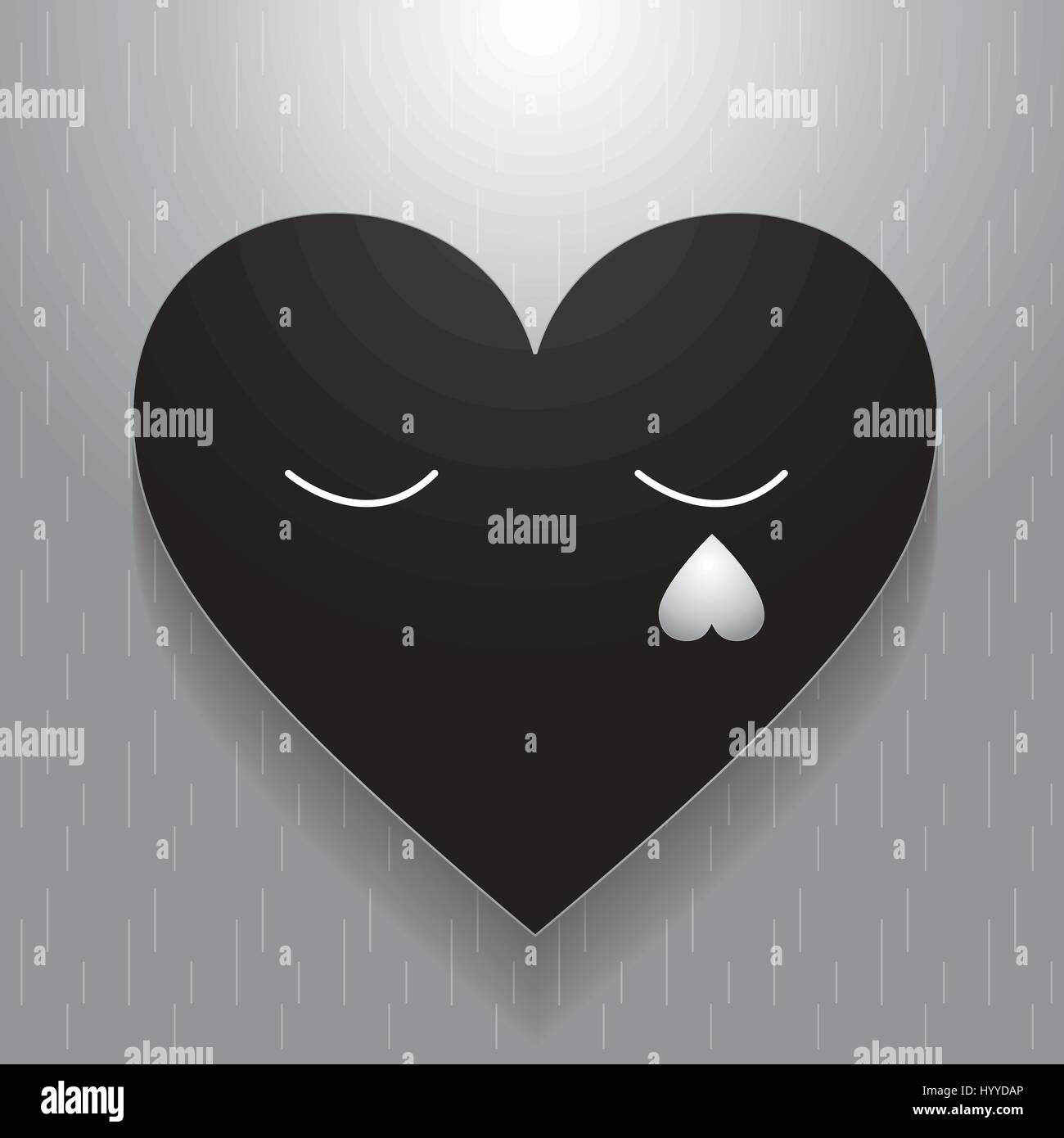 Traurig Valentinstag, Black Heart, grauen Hintergrund, Vektorgrafiken. Stock Vektor
