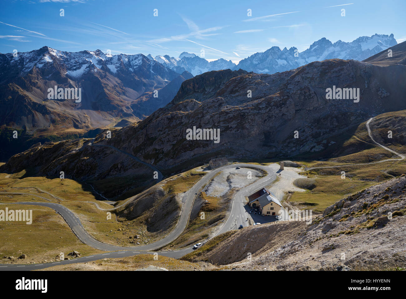 Pass Road Col du Galibier, route des Grandes Alpes, Alpen, Frankreich Stockfoto