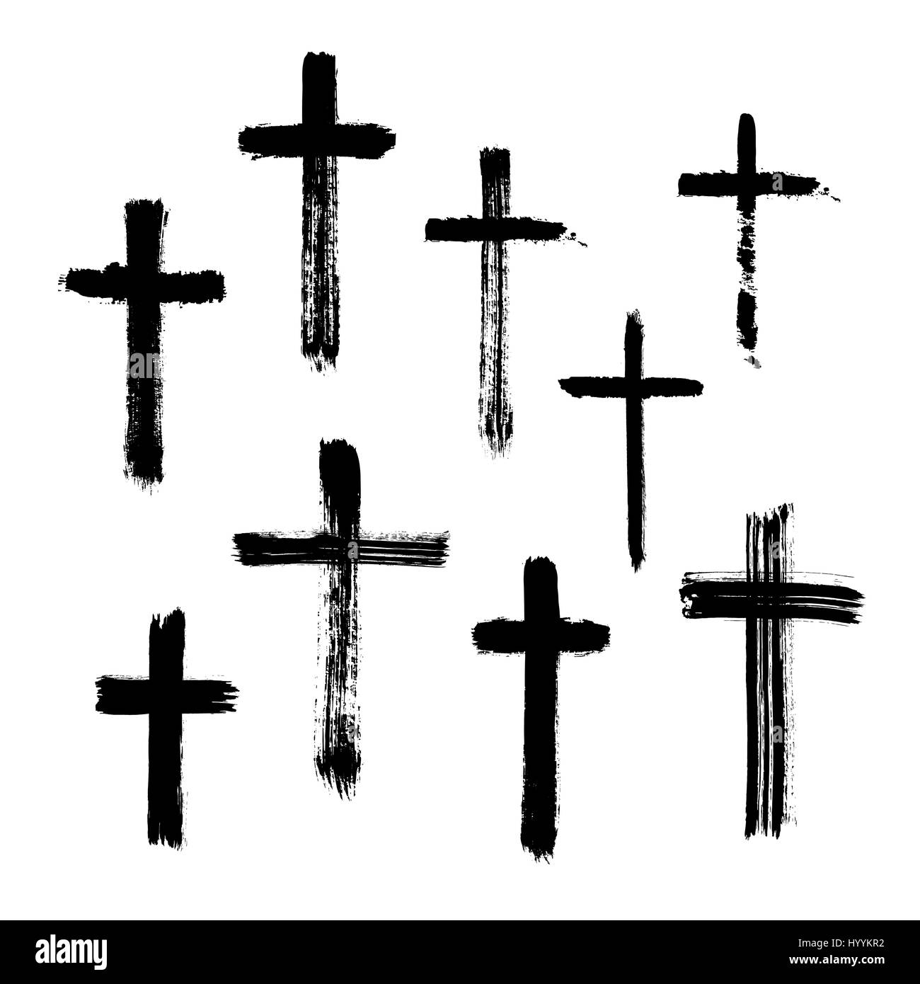 Christliche religiöse Symbol Kreuz mit dem Pinsel gemalt Stock Vektor