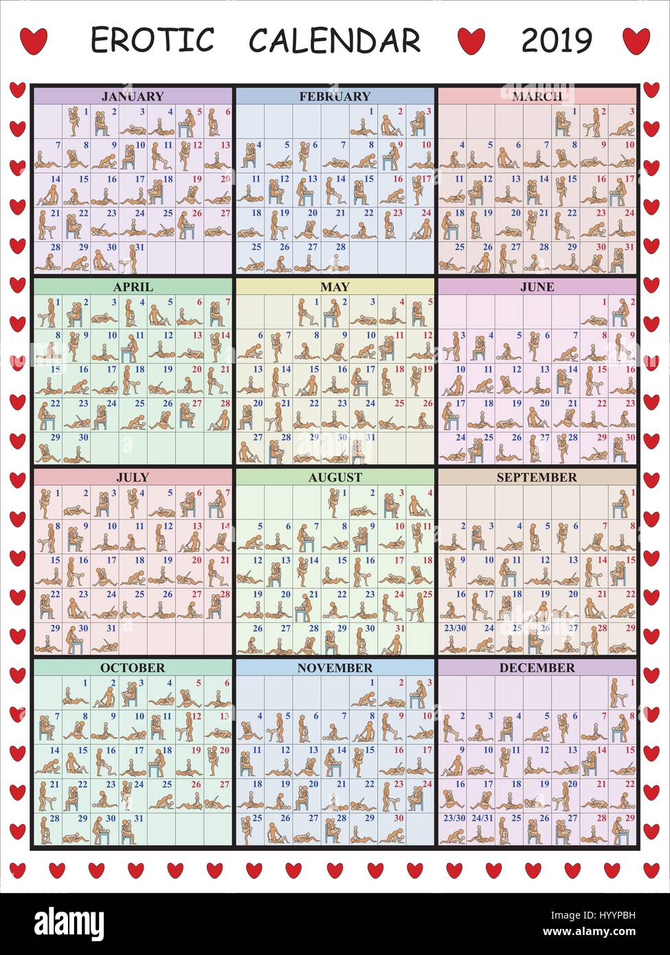 Erotik Kalender fr das Jahr 2019 Stock-Vektorgrafik - Alamy