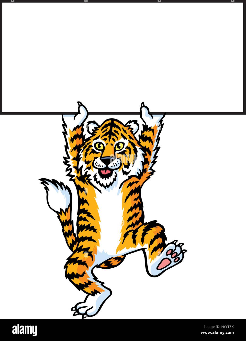 Tiger mit einem Schild. Vektor-Illustration. Stock Vektor