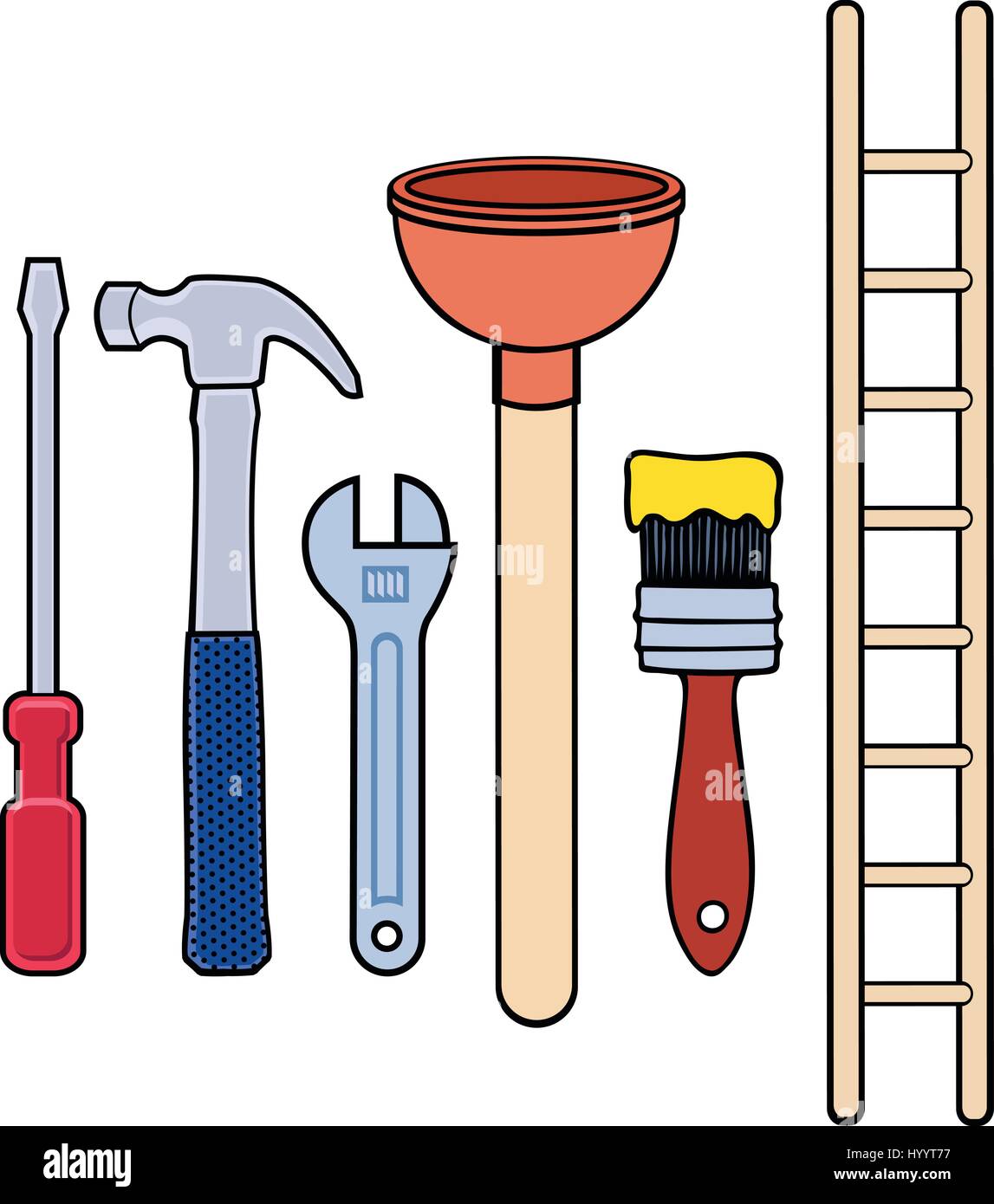 Werkzeuge aus einer Toolbox. Vektor-Illustration-Bild. Stock Vektor