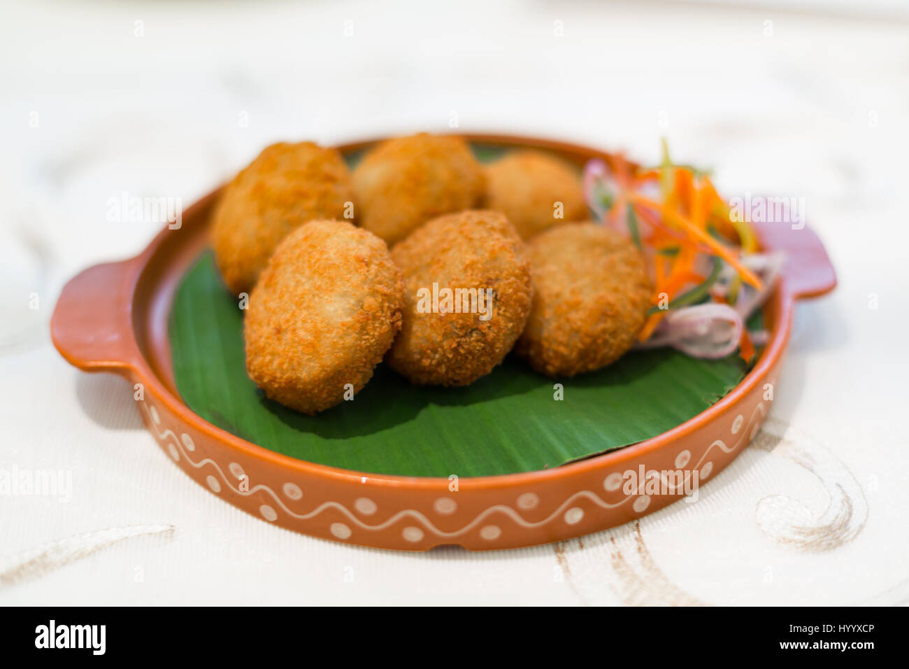 Bengali Delikatesse echorer Chop aka jackgruit Schnitzel Stockfoto