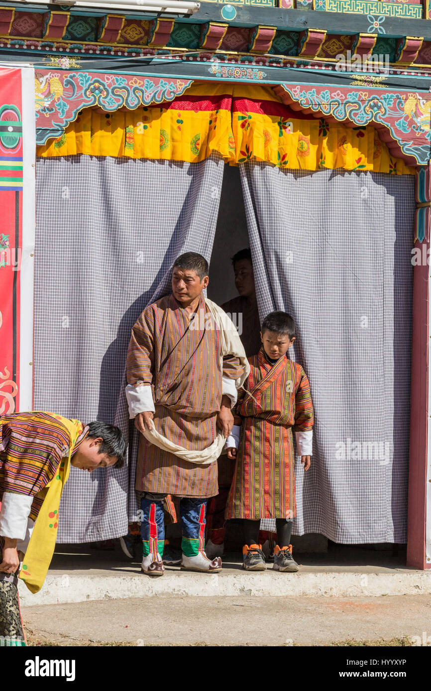 Bhutan traditionellen Gewand: der Gho Stockfoto
