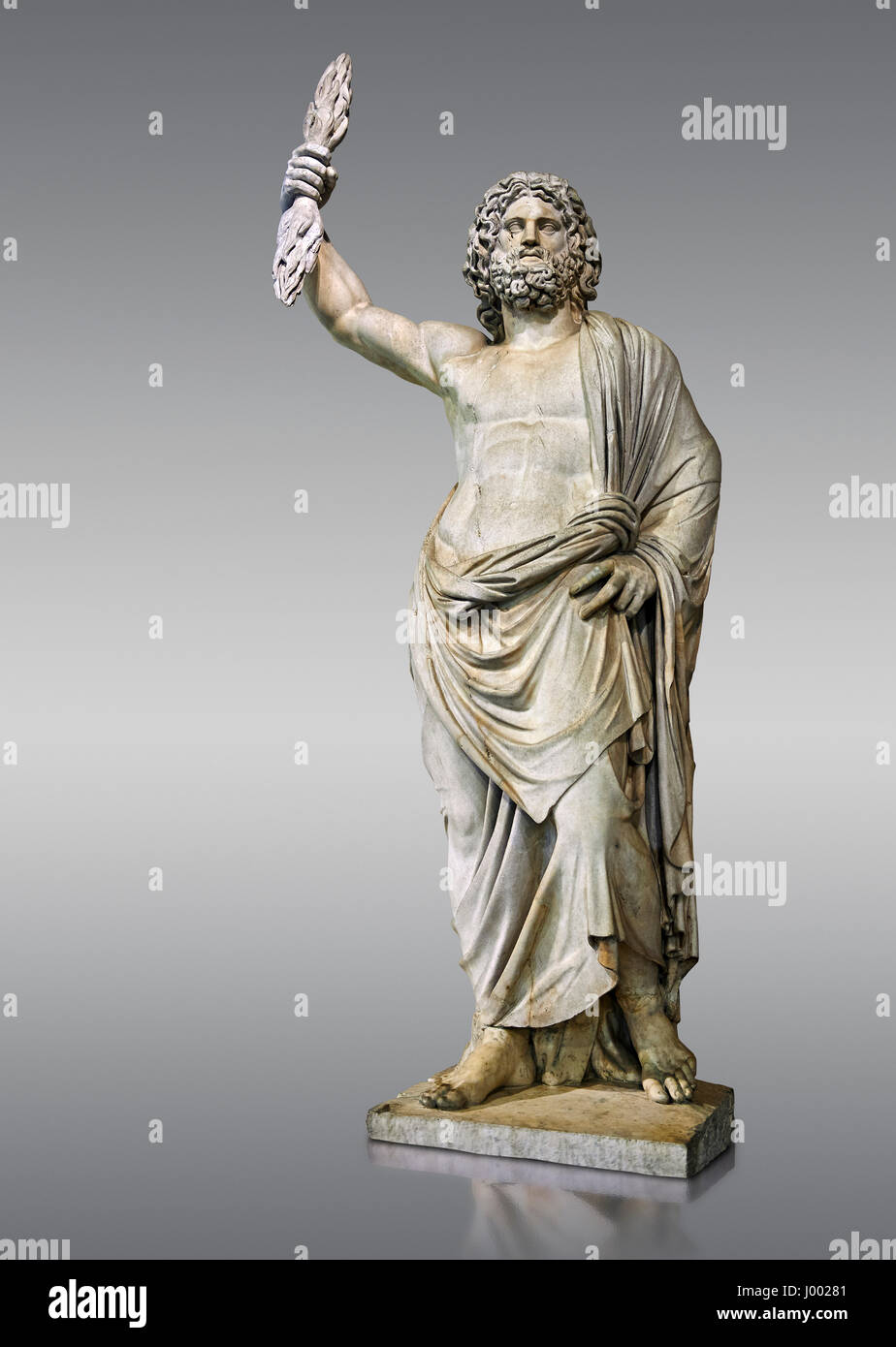 Statue von einer männlichen Gottheit bekannt als Jupiter de Smyrne, eine 2. römische Statue von Smyrne, Izmir heutigen Türkei. Inv-Nr. Herr 255 oder Ma 13, Louvre-Museum Stockfoto