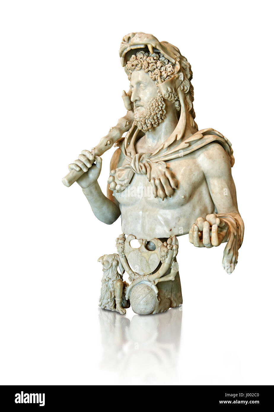 Römische Marmorbüste des Commodus als Herkules. Circa191-192 n. Chr. fand in einer unterirdischen Kammer in Horti Lamiani Rom. MC.1120 Kapitolinischen Museen, Rom Stockfoto