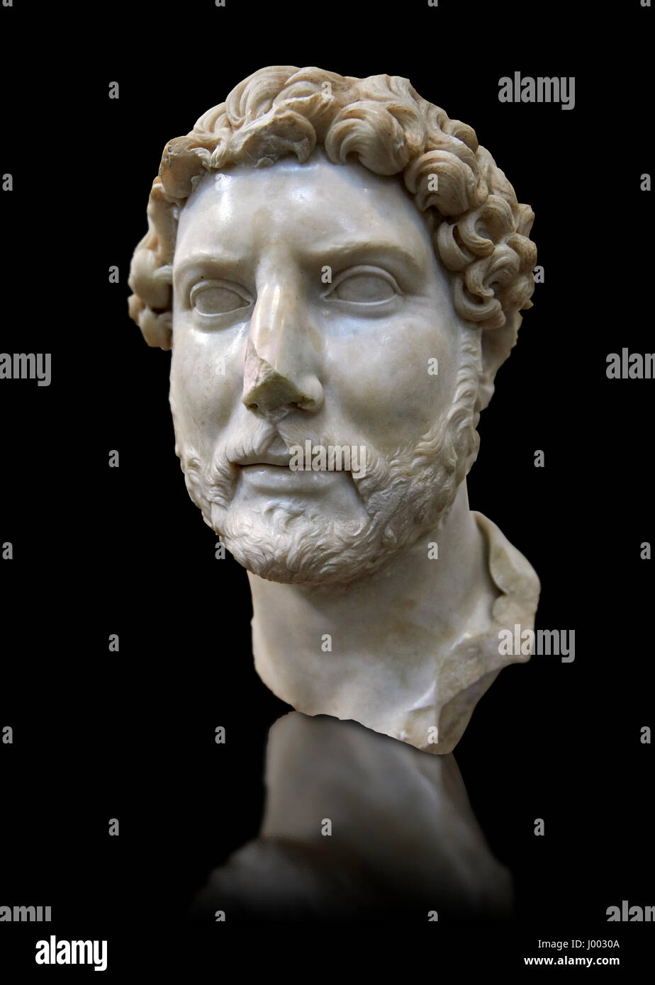 Römische Porträtbüste von Kaiser Hadrian, 117-138 n. Chr., römisches Nationalmuseum in Rom, Italien Stockfoto