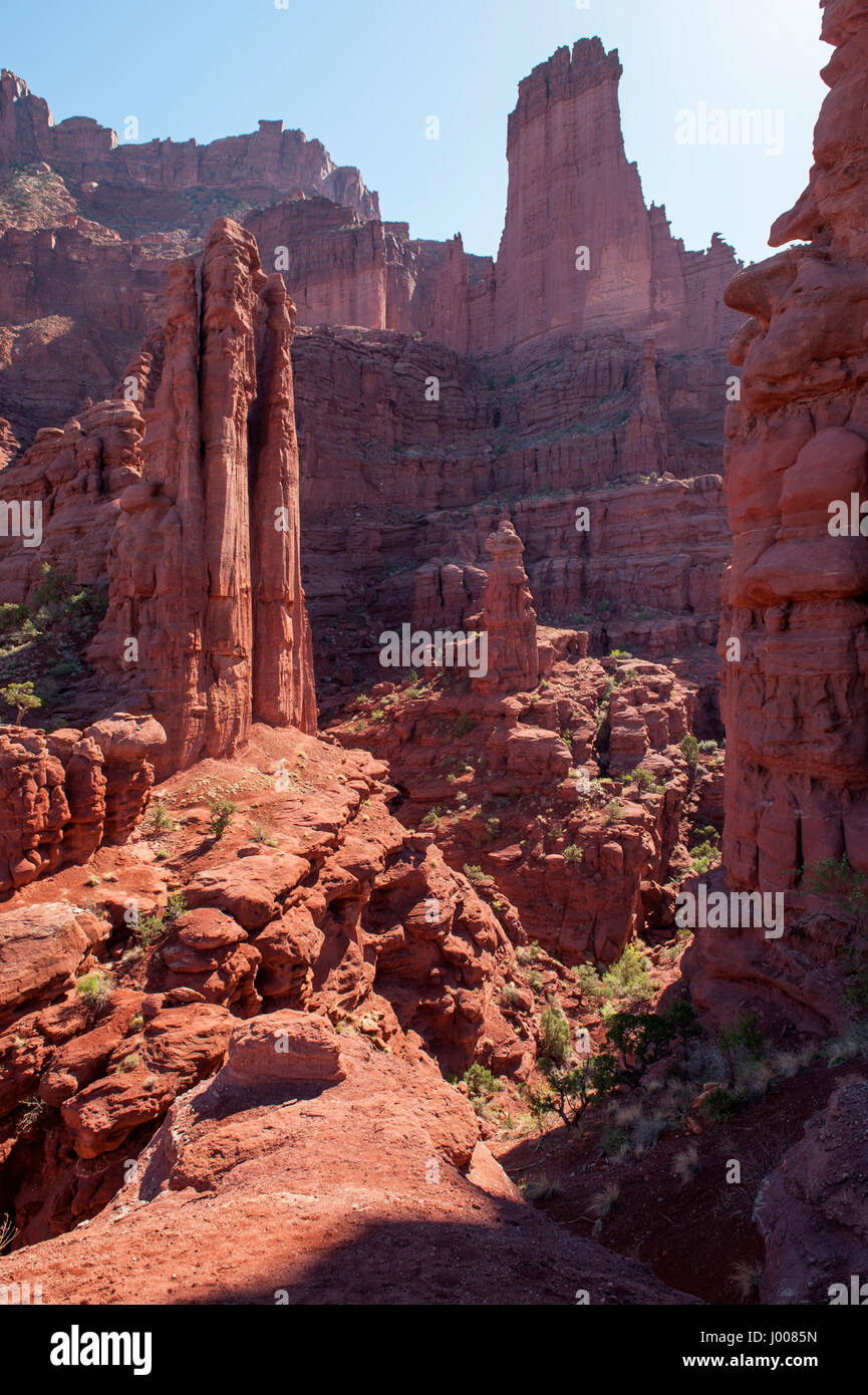 Fisher Towers, in der Nähe von Moab, Utah Stockfoto