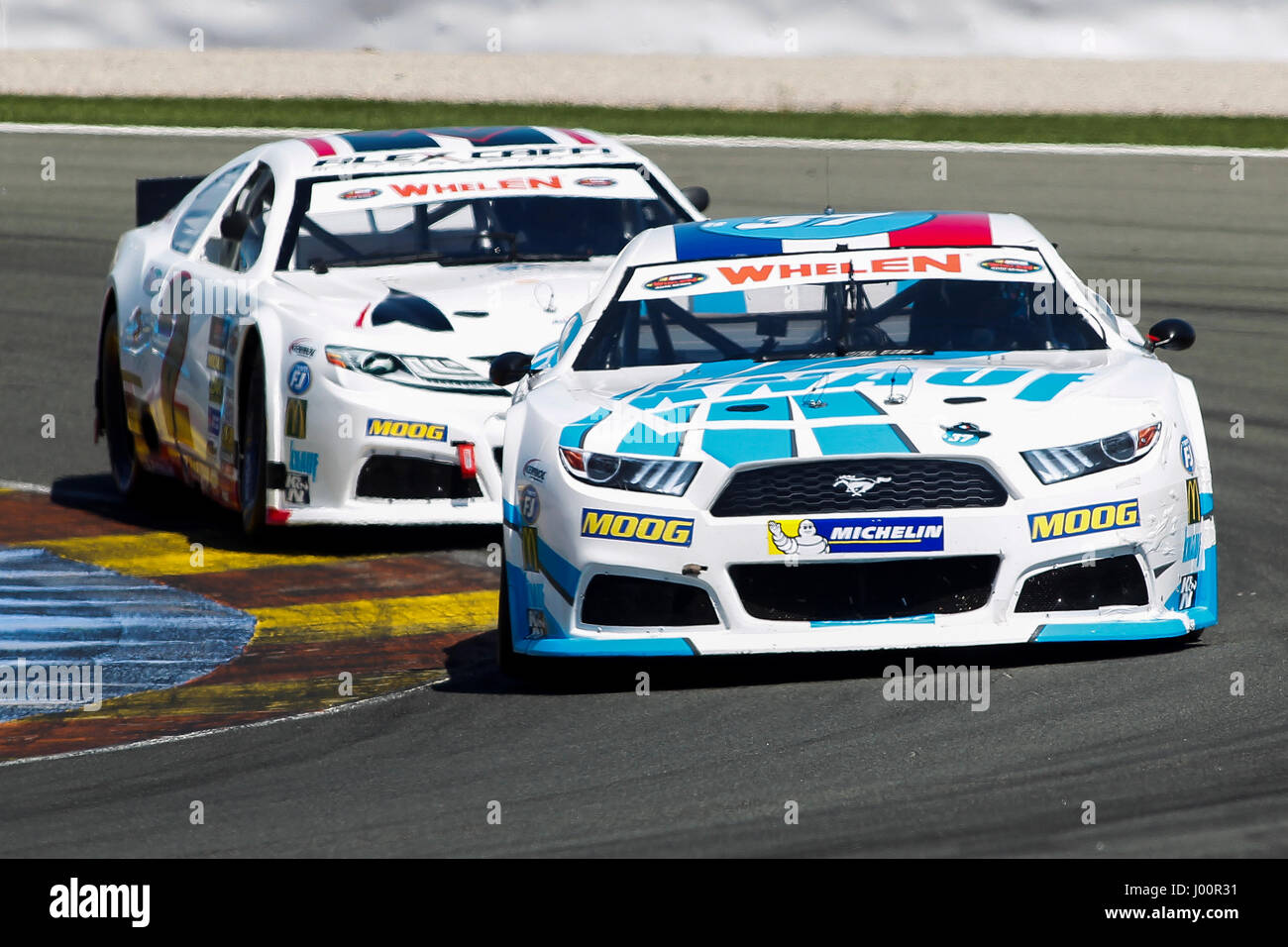 Valencia, Spanien. 8. April 2017. Valencia, ESPANA - März 2017: Ferrrando während der NASCAR WHELEN EURO Serie Rennen 1 ELITE 1 in Circuit Ricardo Tormo, Cheste, Valencia, Spanien. : Bildnachweis Cronos/Omar Arnau: Cronos/Alamy Live-Nachrichten Stockfoto