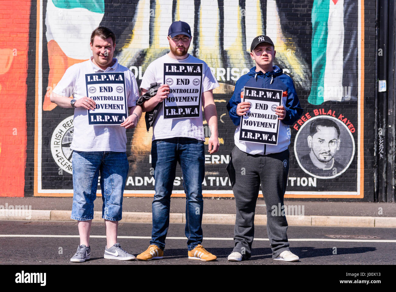 Nordirland. 08 Apr 2017 - irisch republikanischen Gefangenen Welfare Association hält weiße Linie Mahnwache gegen die Bedingungen in Nordirland Gefängnisse. Stockfoto