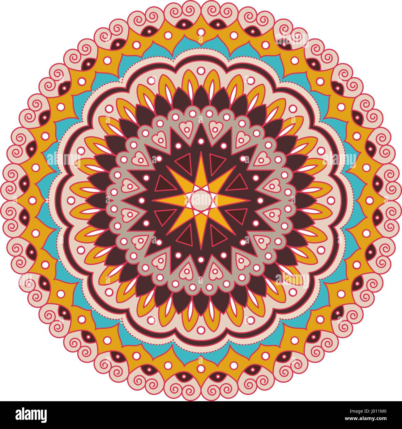 Dekorative Arabisch runden Spitzen verzierten Mandala. Vintage Vektormuster für Print oder Web-Design. abstrakten farbigen Hintergrund. Stock Vektor