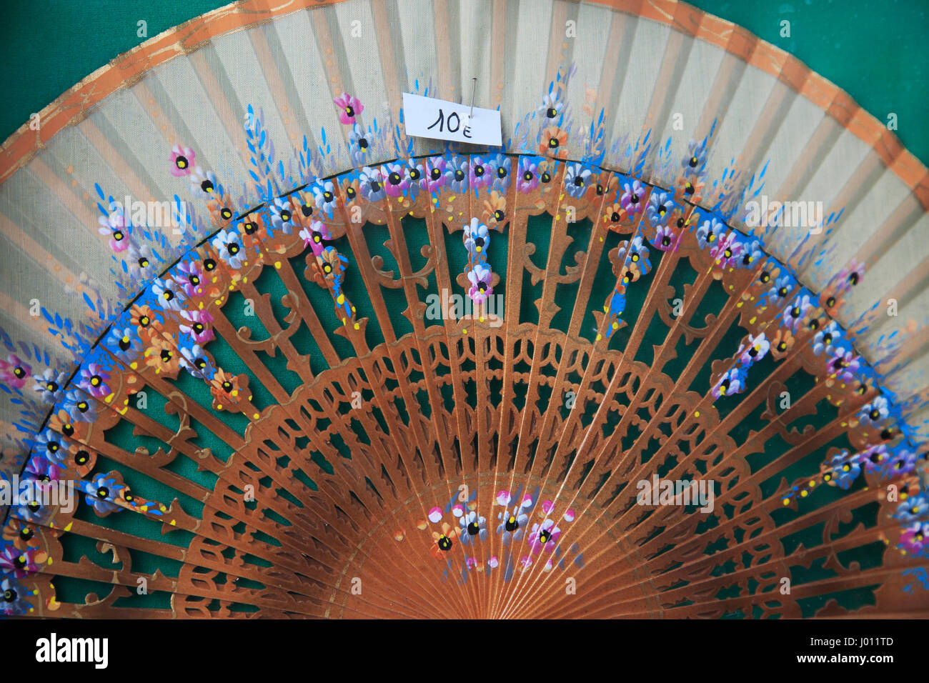 Souvenir-Spanisch hand Fan auf Verkauf für 10 Euro, Stadt von Valencia, Spanien Stockfoto