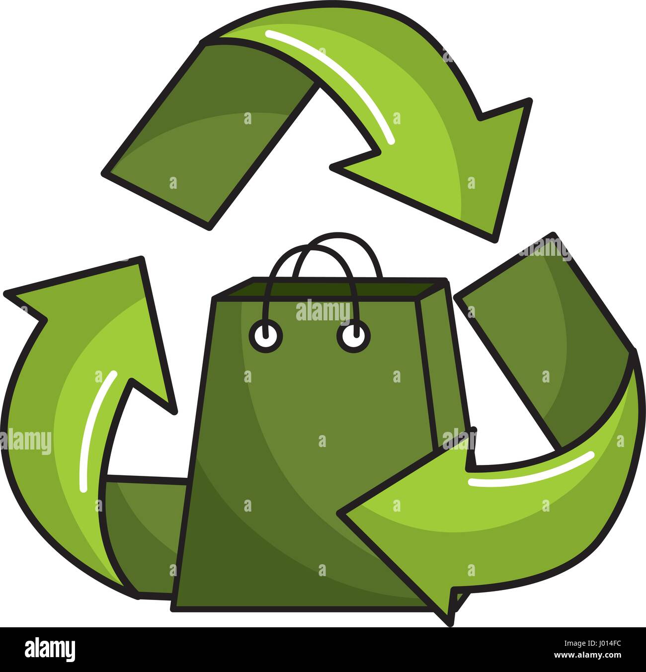 grüne Tasche im Inneren Recyclingsymbol Stock Vektor