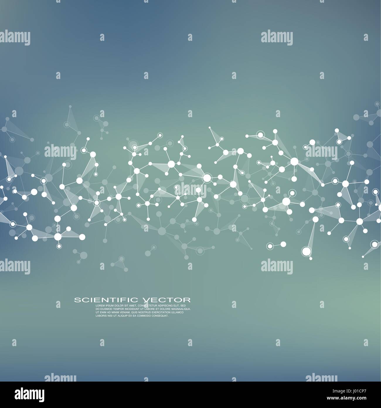 Struktur-Molekül Dna und Neuronen verbundene Linien mit Punkten, genetischen und chemischen Verbindungen medizinischen oder wissenschaftlichen Hintergrund für Banner oder Flyer-Vektor-illustration Stock Vektor