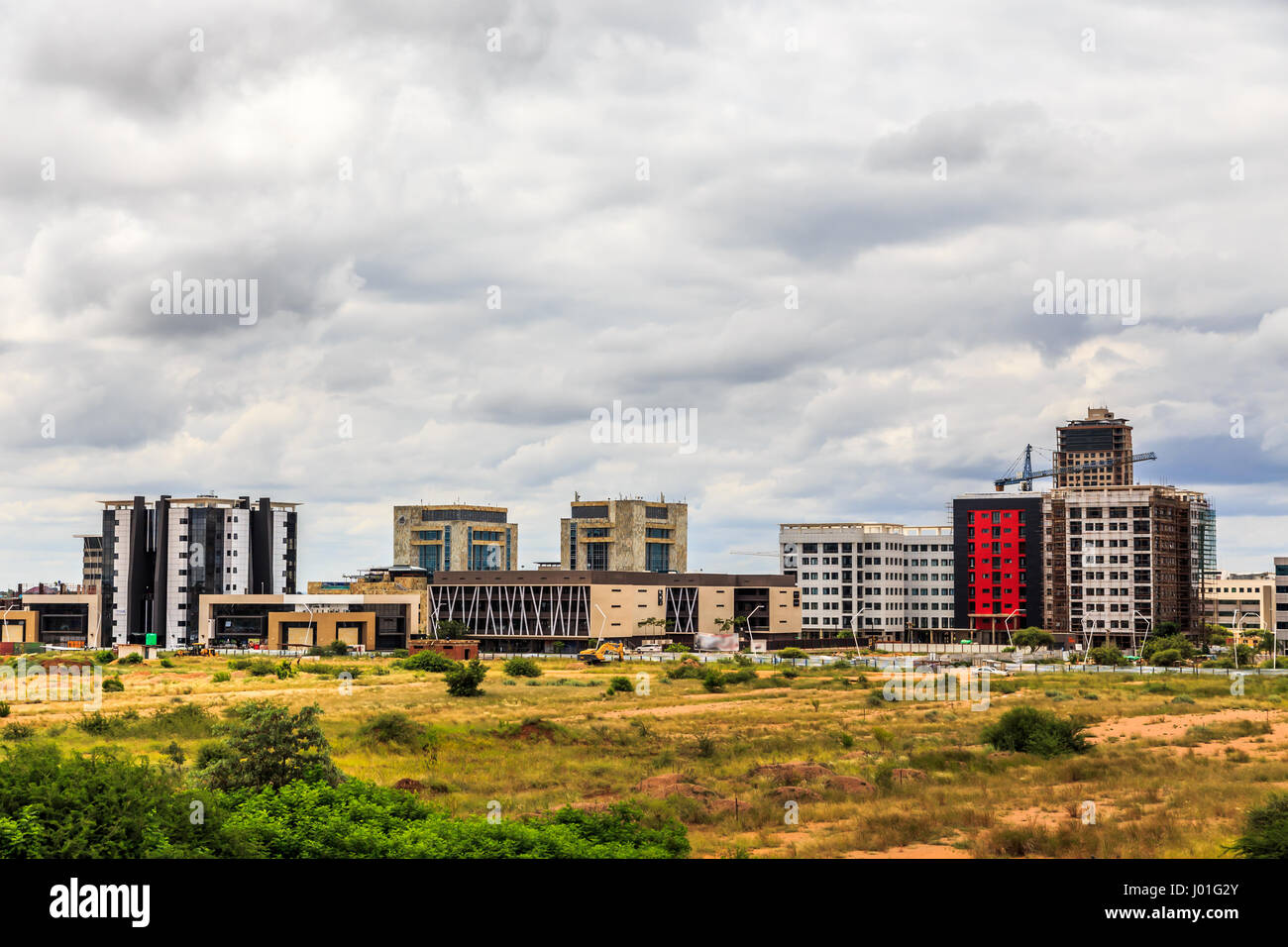 Sich rasch entwickelnden zentraler Geschäftsbezirk, Gaborone, Botswana, 2017 Stockfoto