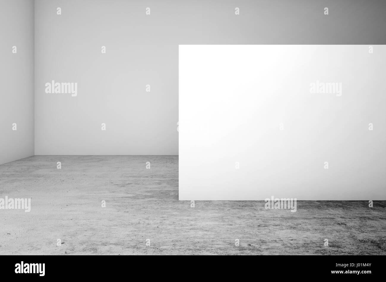 Abstrakte leerer weißen Innenraum Hintergrund, leer stehen auf Betonboden, cg-Architektur-Design. 3D illustration Stockfoto