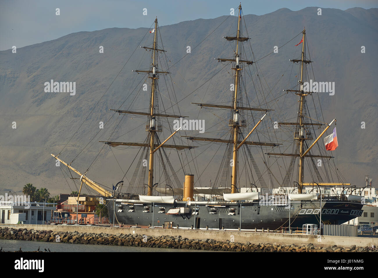 Replik der chilenischen Marine Schiff Esmeralda, an die Schlacht von Iquique 1879 während des Krieges im Pazifik versenkt. Stockfoto